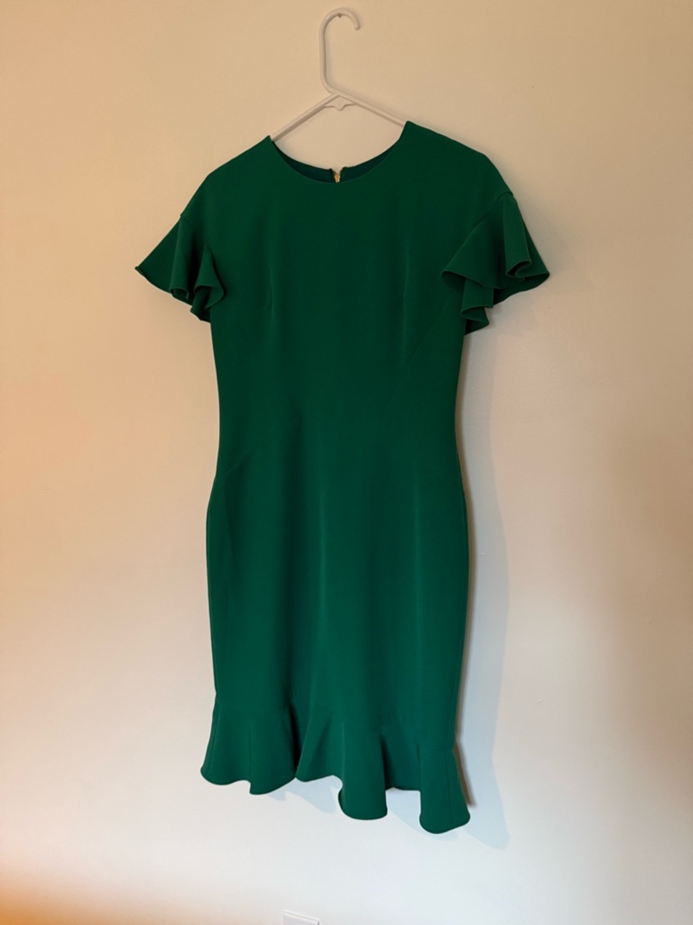 Maggy London Emerald Green Ruffle-Sleeve Midi Dress - size 6
